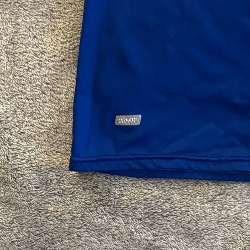 Nike Deep Blue Fitted Dri-Fit Stretchy Workout Gym Top T Shirt Unisex - Picture 3 of 3